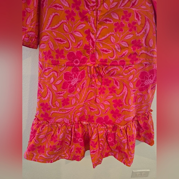 Sugarlips NWT Rea Floral Stacie Button Down Mini Dress in Orange Floral Fuchsia - Picture 9 of 11